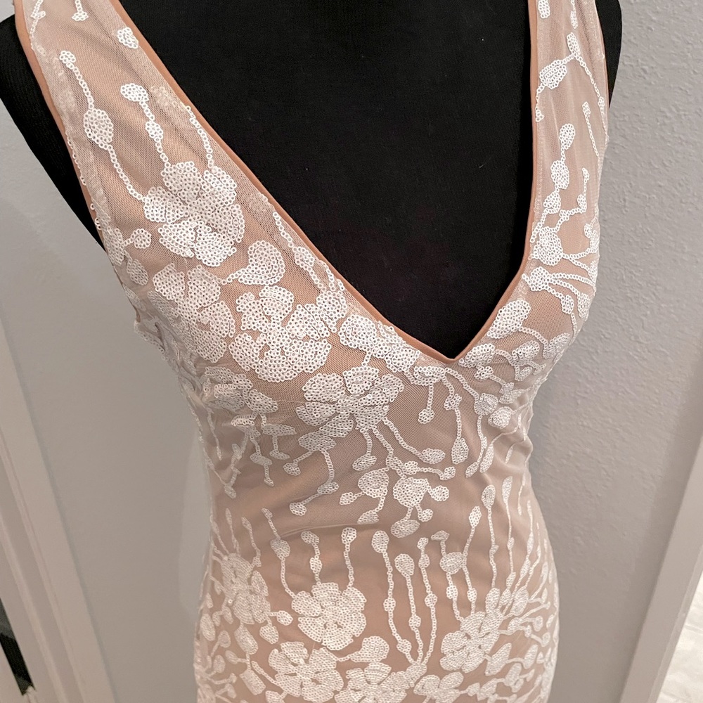 Gorgeous sequin dress with tan underlay
